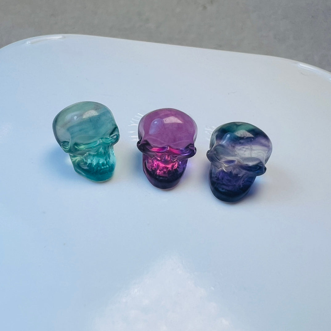 Mini Fluorite skull Carving crystal carving