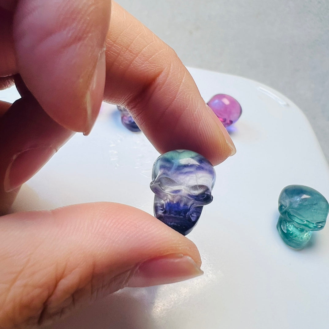 Mini Fluorite skull Carving crystal carving