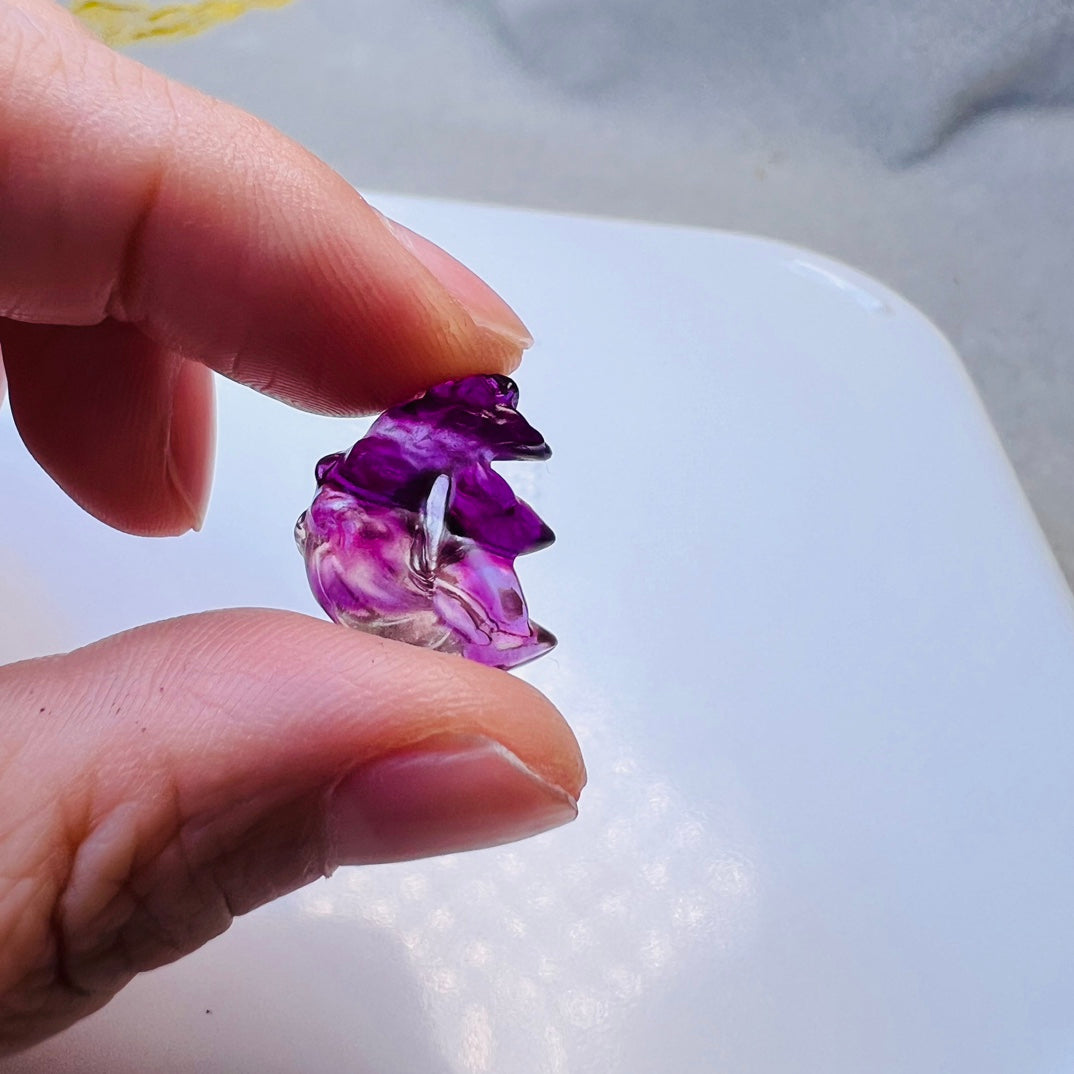 Mini Fluorite Moon Fox Carving crystal carving