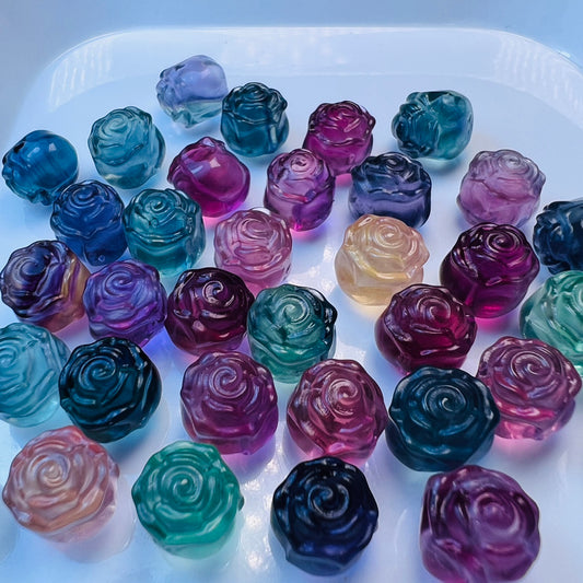 Mini Fluorite rose Carving crystal carving