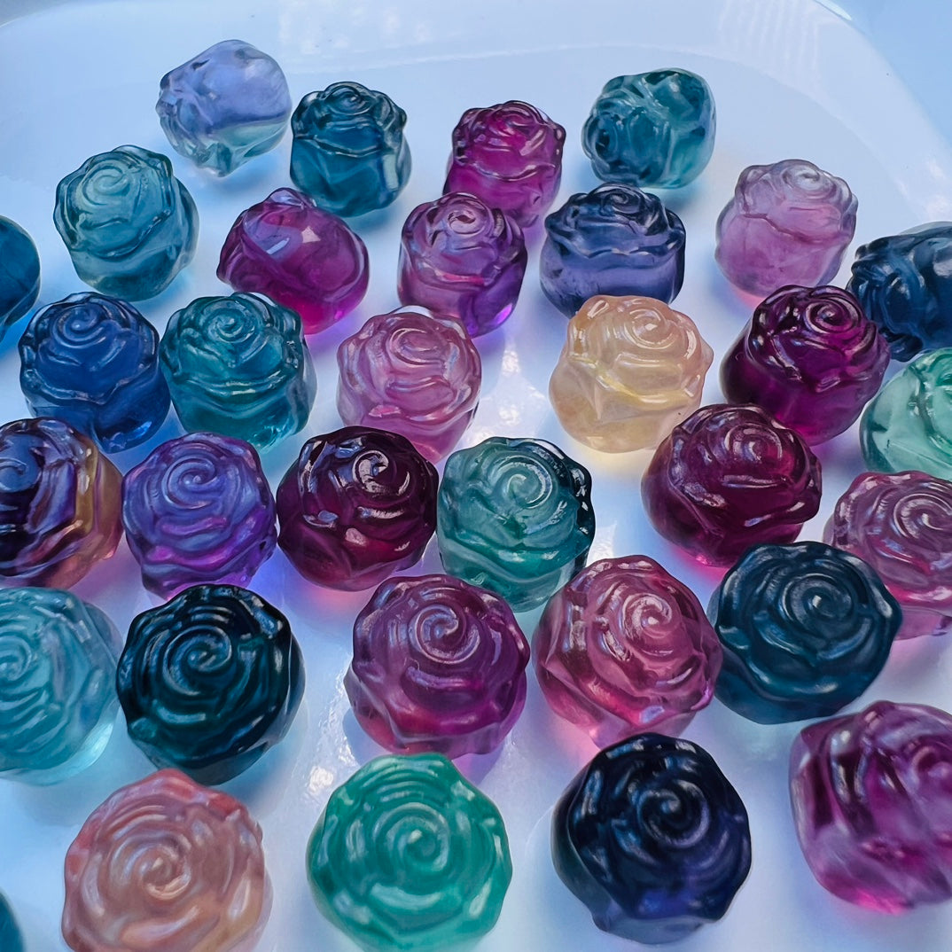 Mini Fluorite rose Carving crystal carving