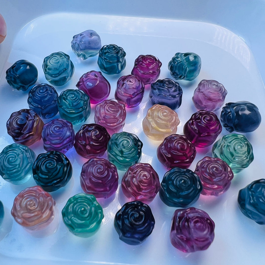 Mini Fluorite rose Carving crystal carving