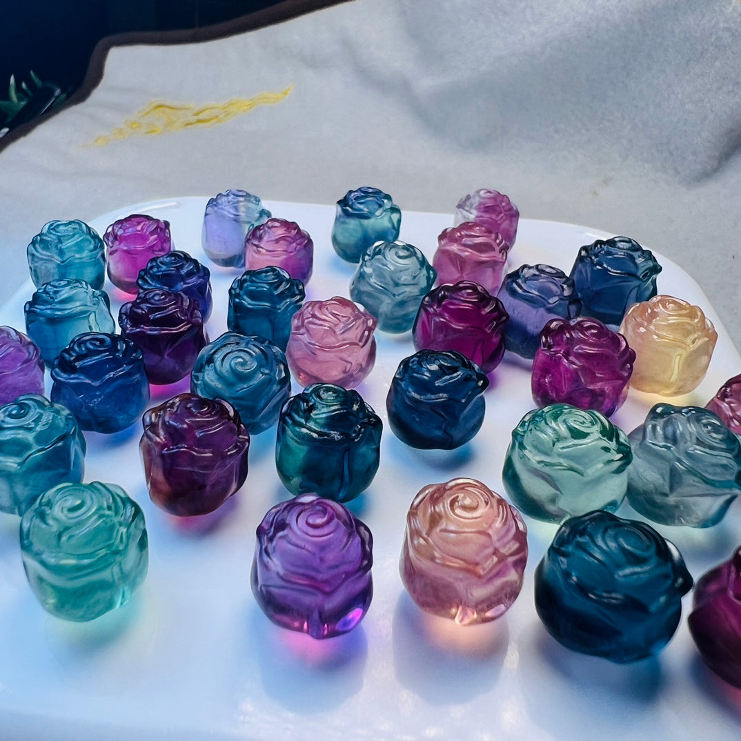 Mini Fluorite rose Carving crystal carving