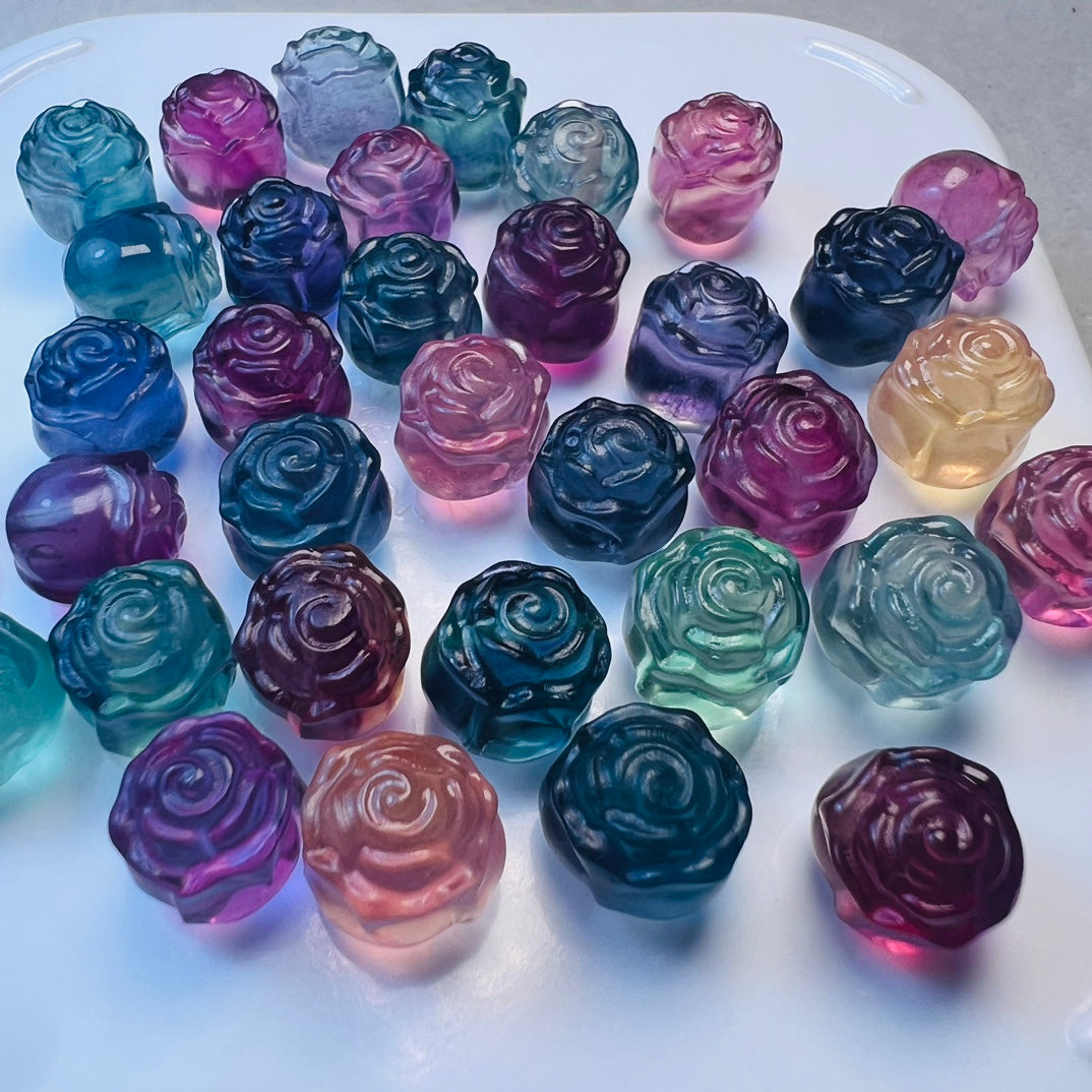 Mini Fluorite rose Carving crystal carving