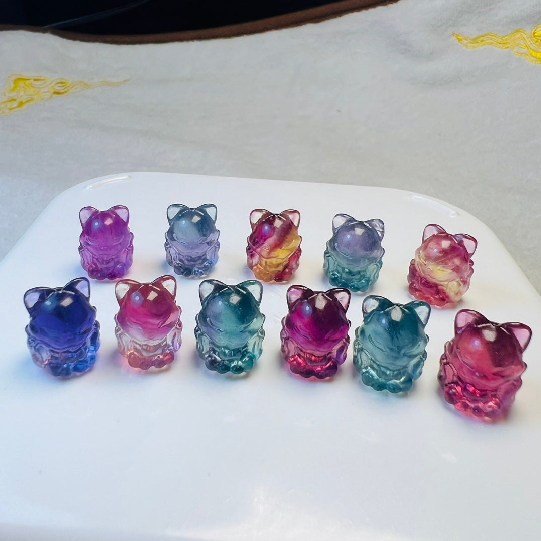 Mini Fluorite fox Carving crystal carving