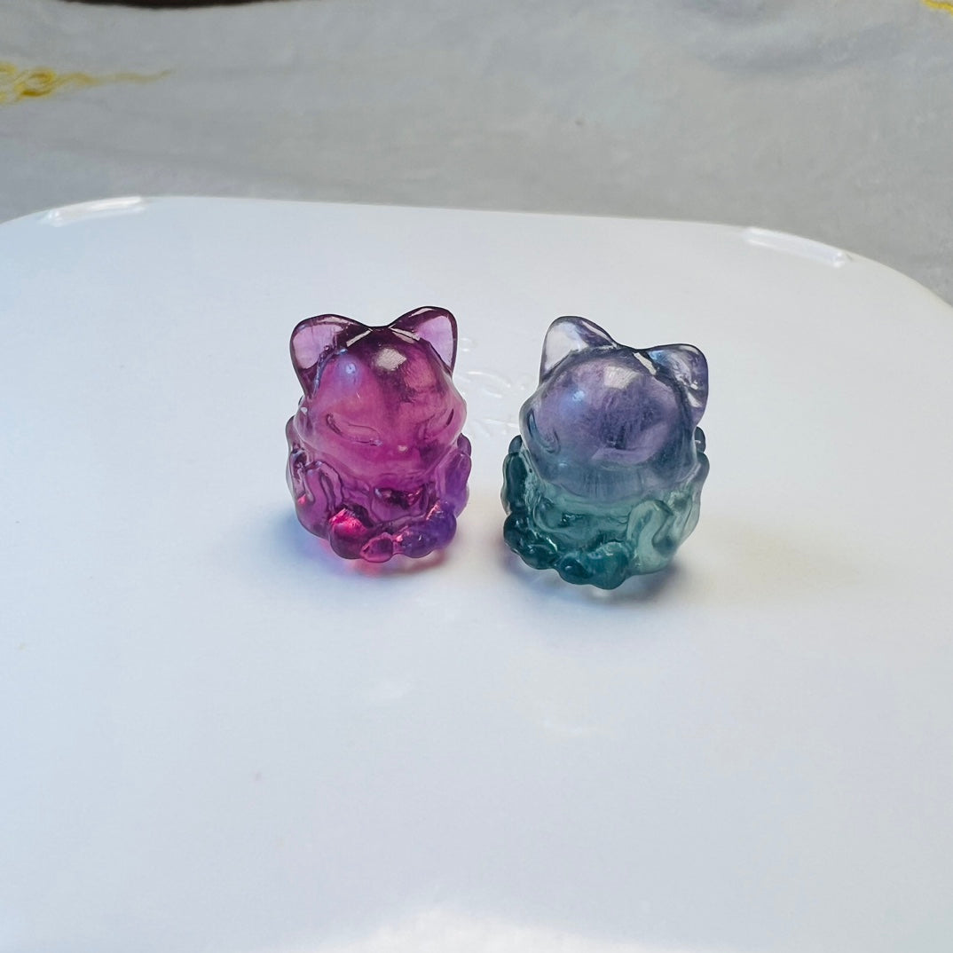 Mini Fluorite fox Carving crystal carving