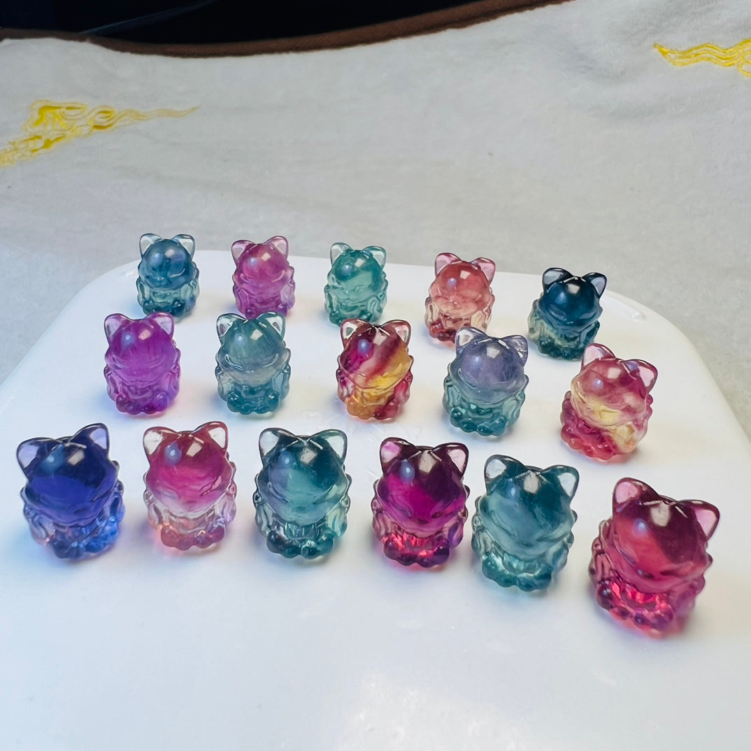 Mini Fluorite fox Carving crystal carving