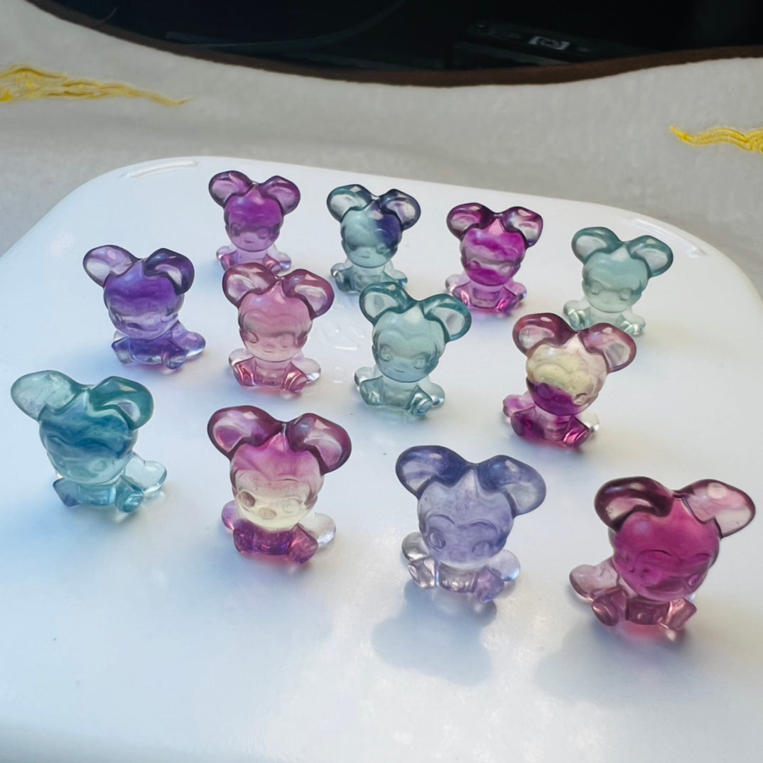 Mini Fluorite Mickey Carving crystal carving