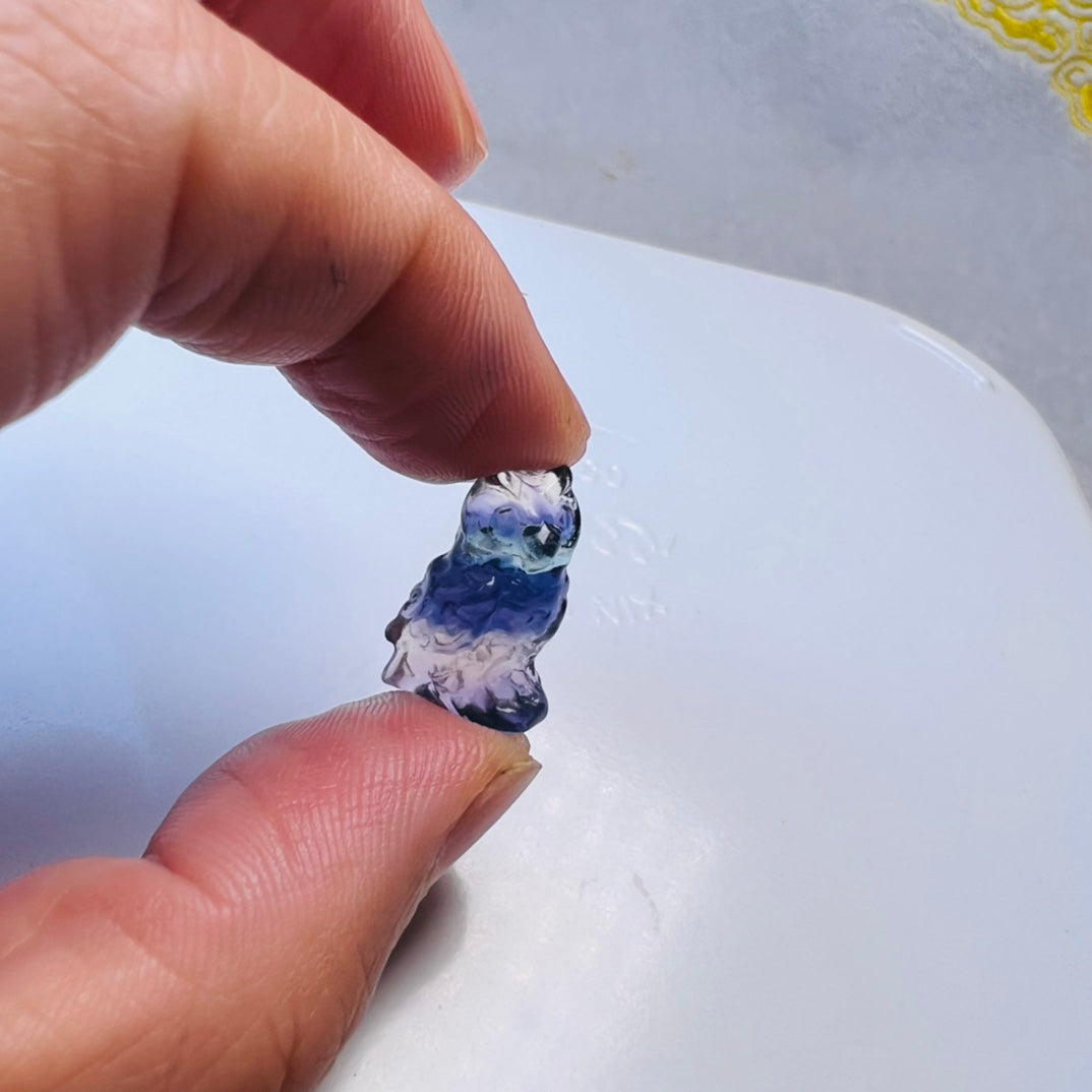 Mini Fluorite owl Carving crystal carving