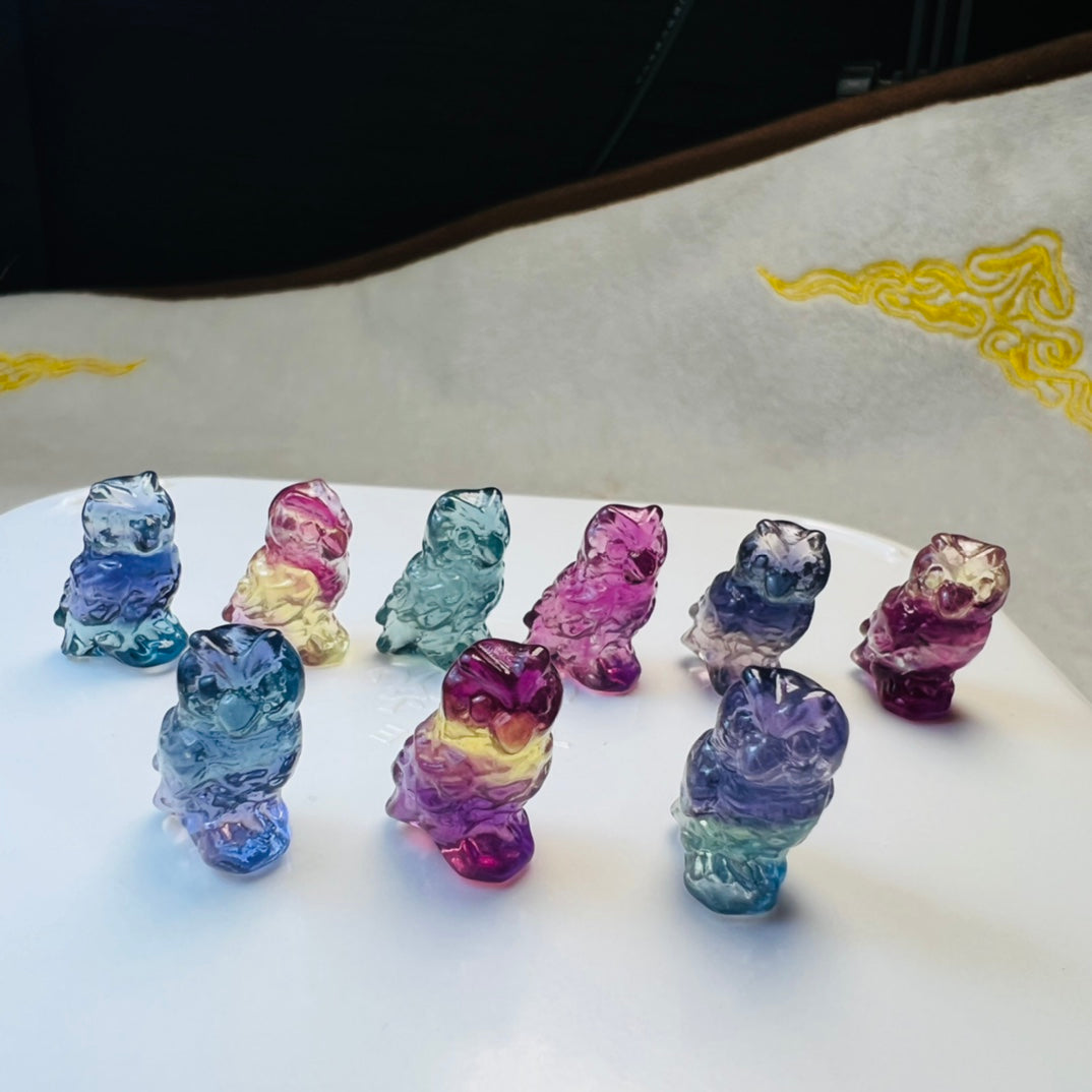 Mini Fluorite owl Carving crystal carving