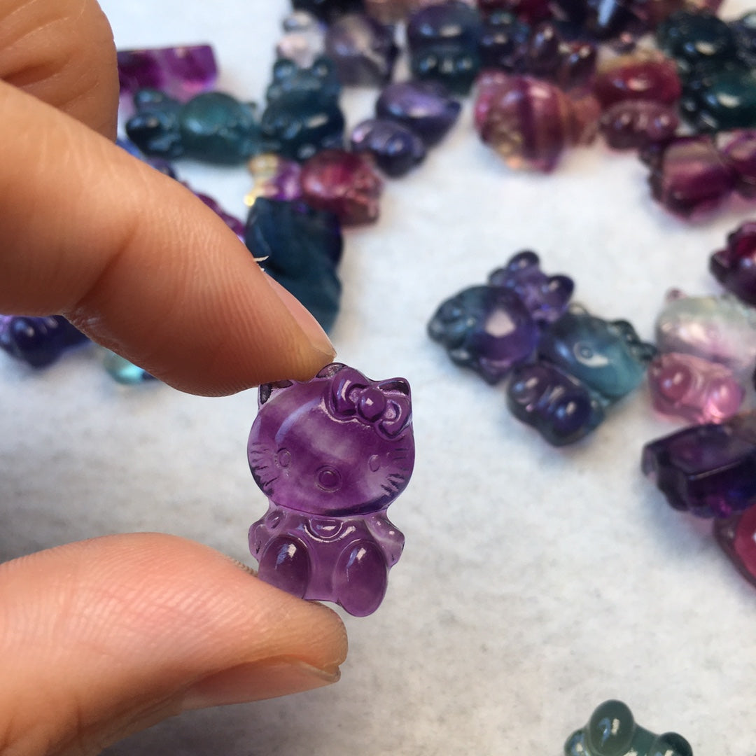 Mini Fluorite Sanrio Hello Kitty Carving crystal carving