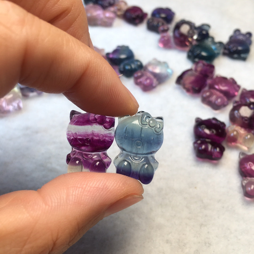 Mini Fluorite Sanrio Hello Kitty Carving crystal carving