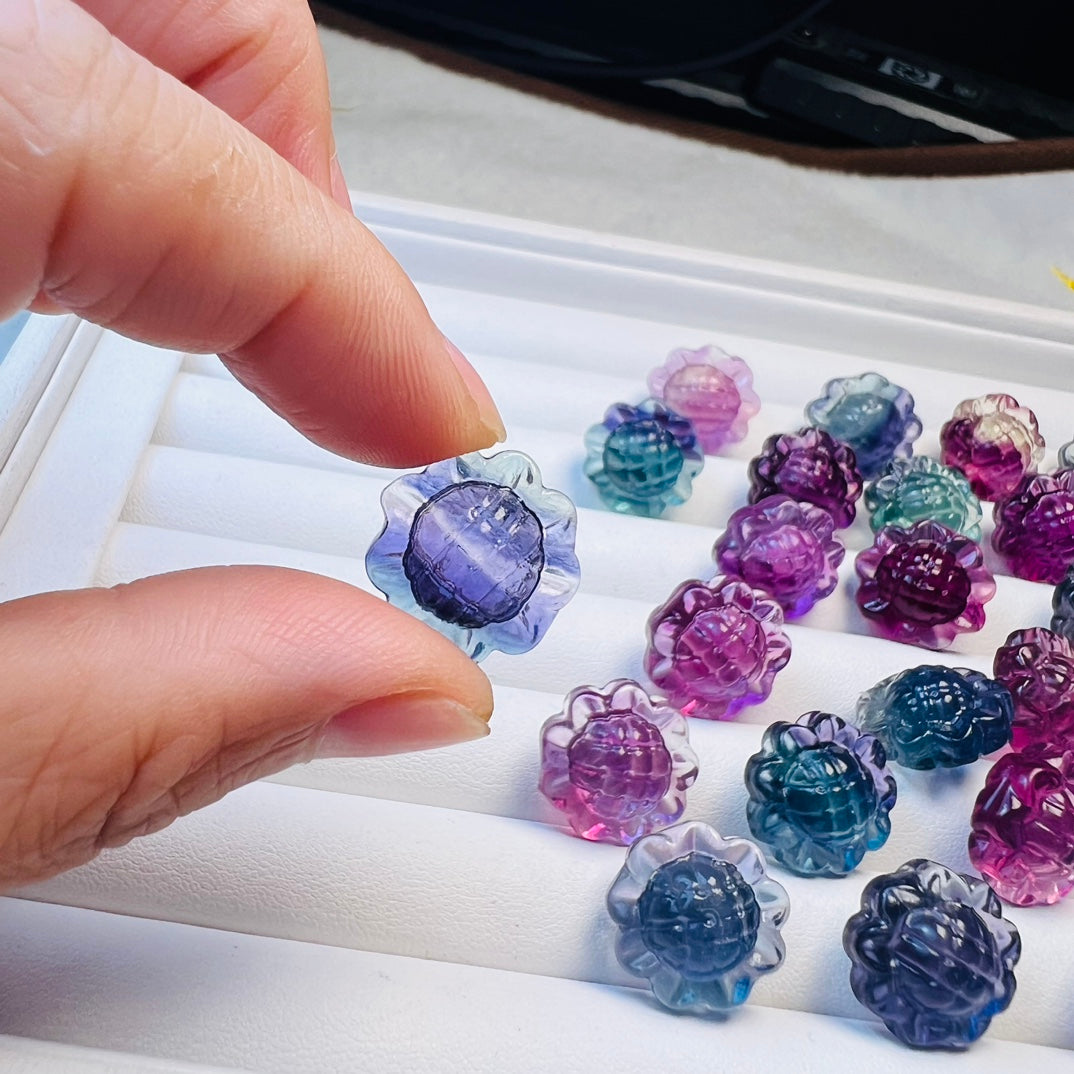 Mini Fluorite sunflower Carving crystal carving