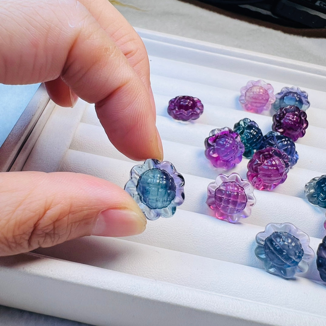 Mini Fluorite sunflower Carving crystal carving