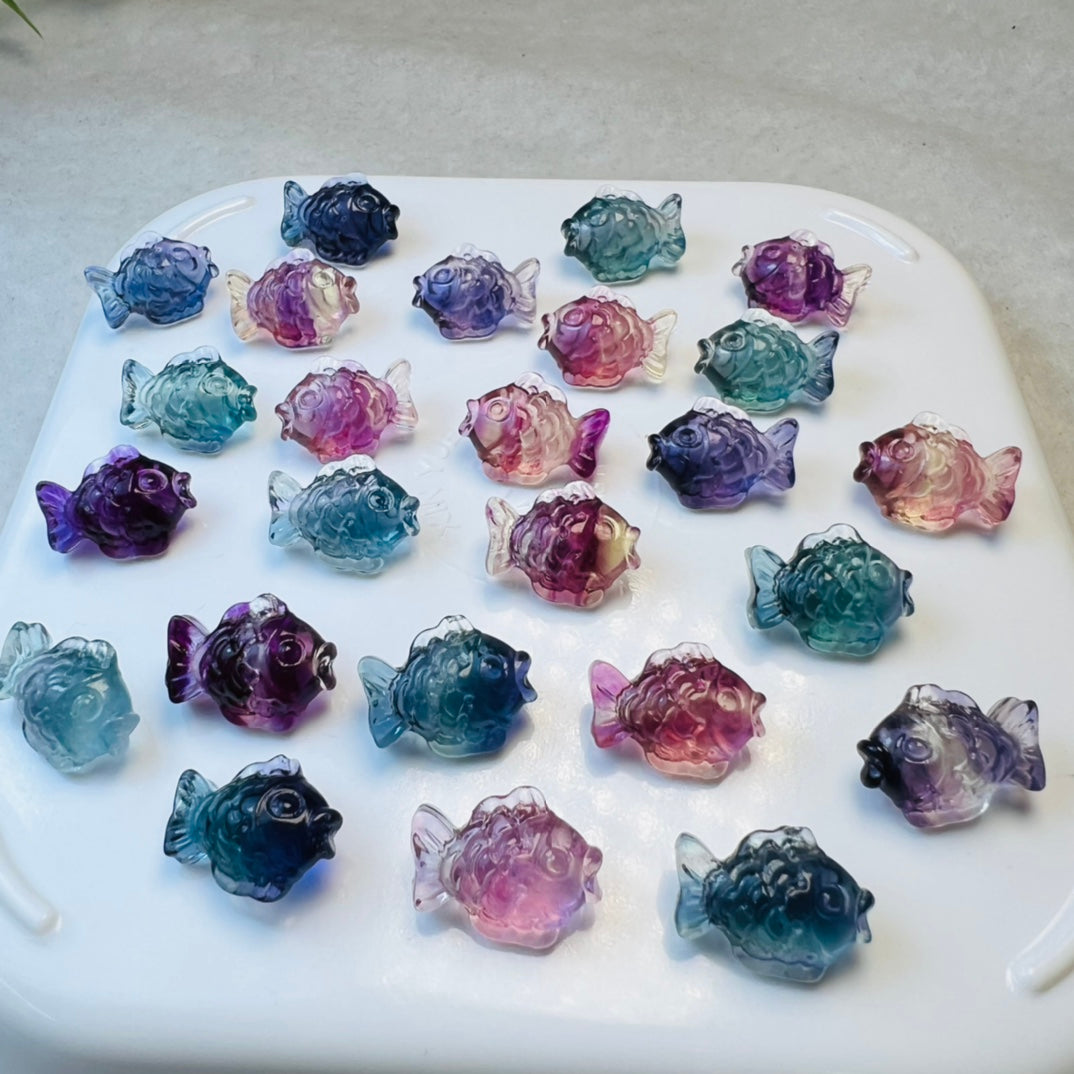 Mini Fluorite fish Carving crystal carving