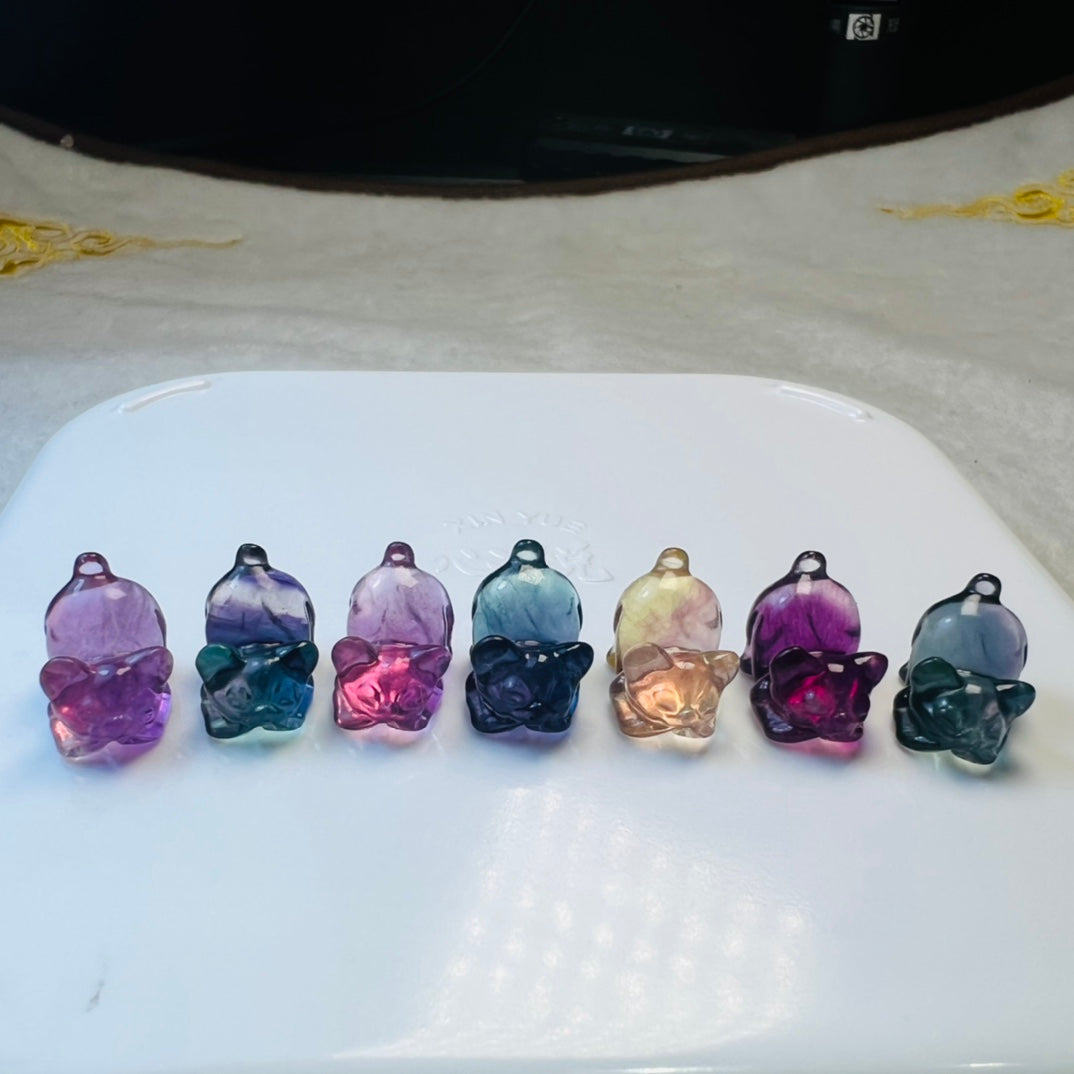 Mini Fluorite cat Carving crystal carving