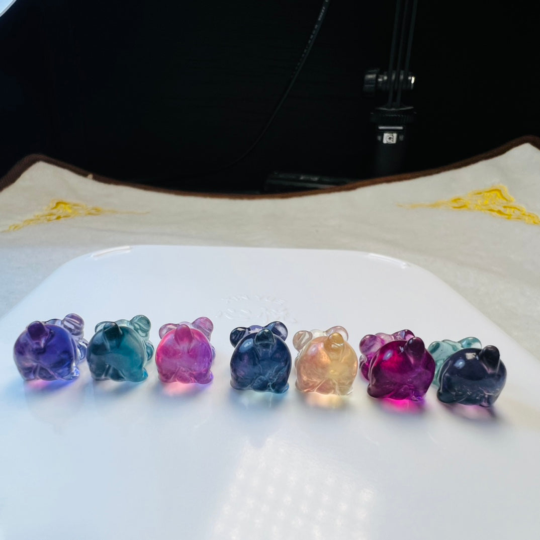 Mini Fluorite cat Carving crystal carving