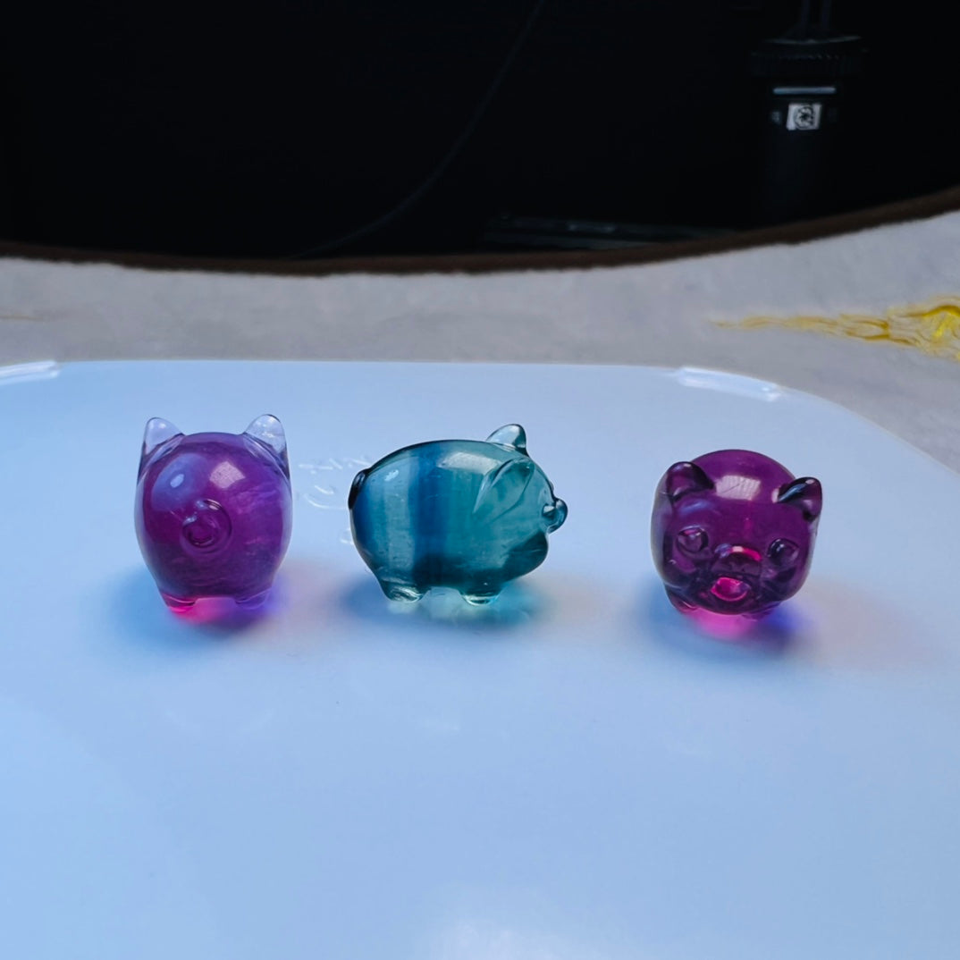 Mini Fluorite Little Pig Carving crystal carving