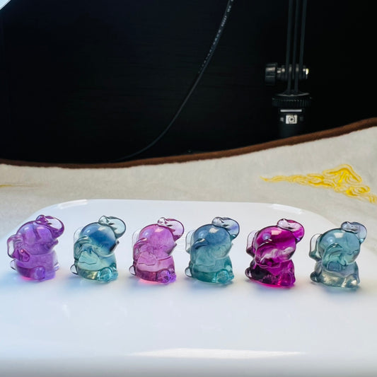 Mini Fluorite elephant Carving crystal carving