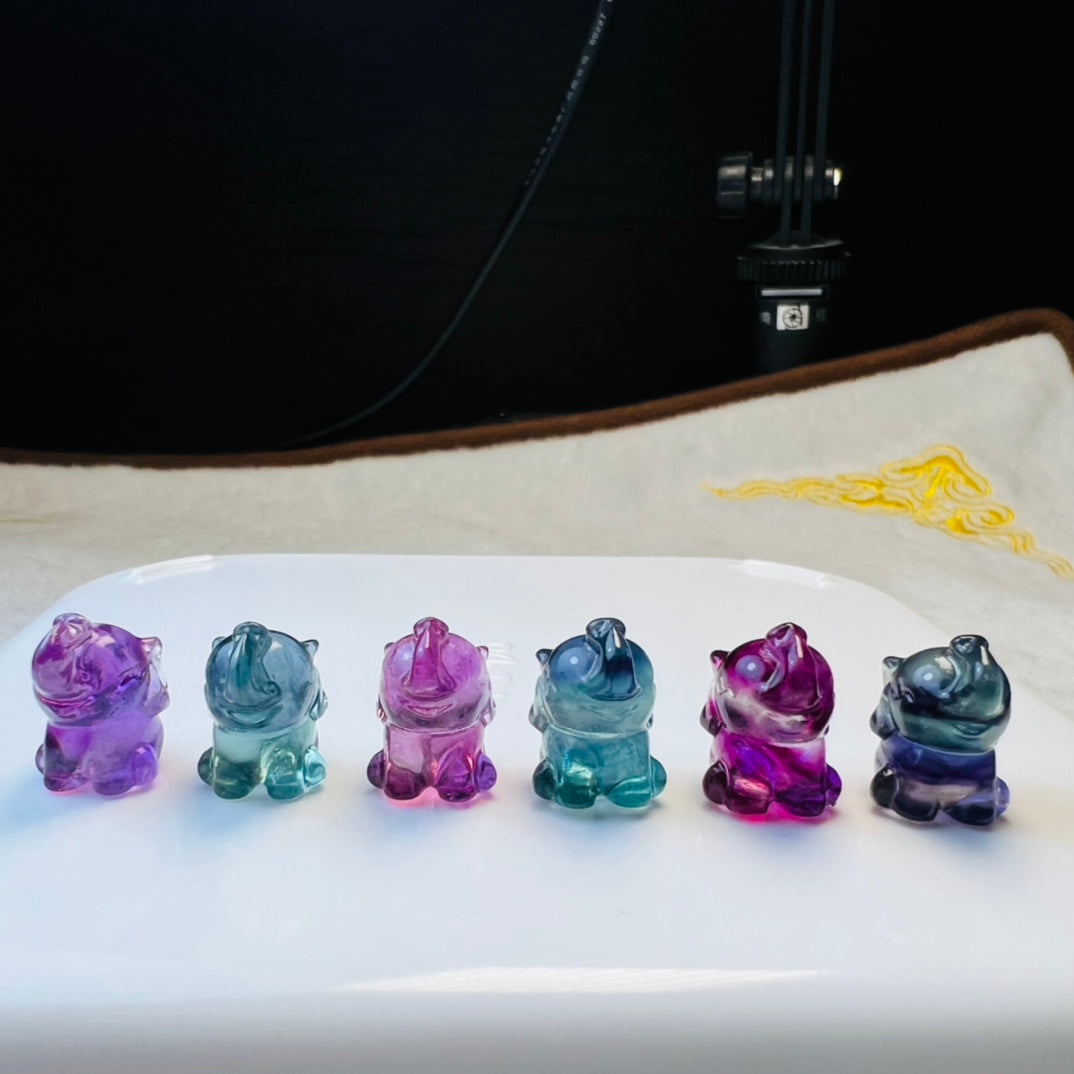 Mini Fluorite elephant Carving crystal carving