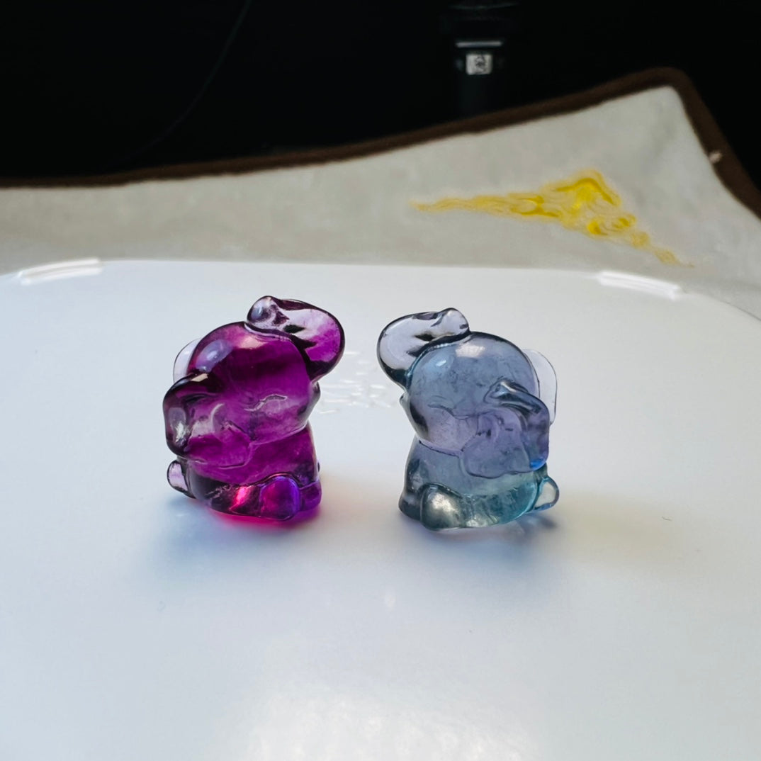 Mini Fluorite elephant Carving crystal carving