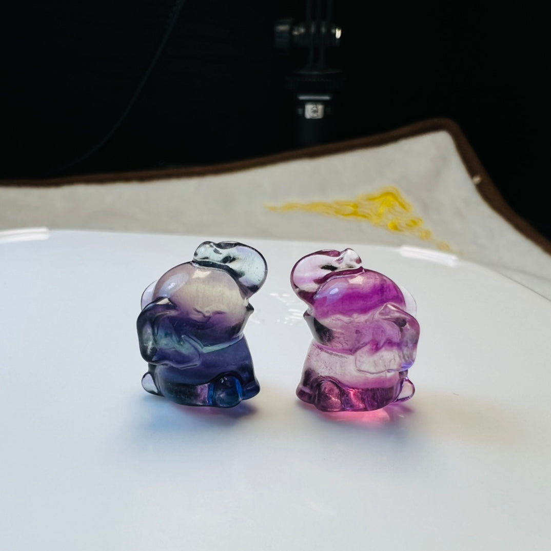 Mini Fluorite elephant Carving crystal carving