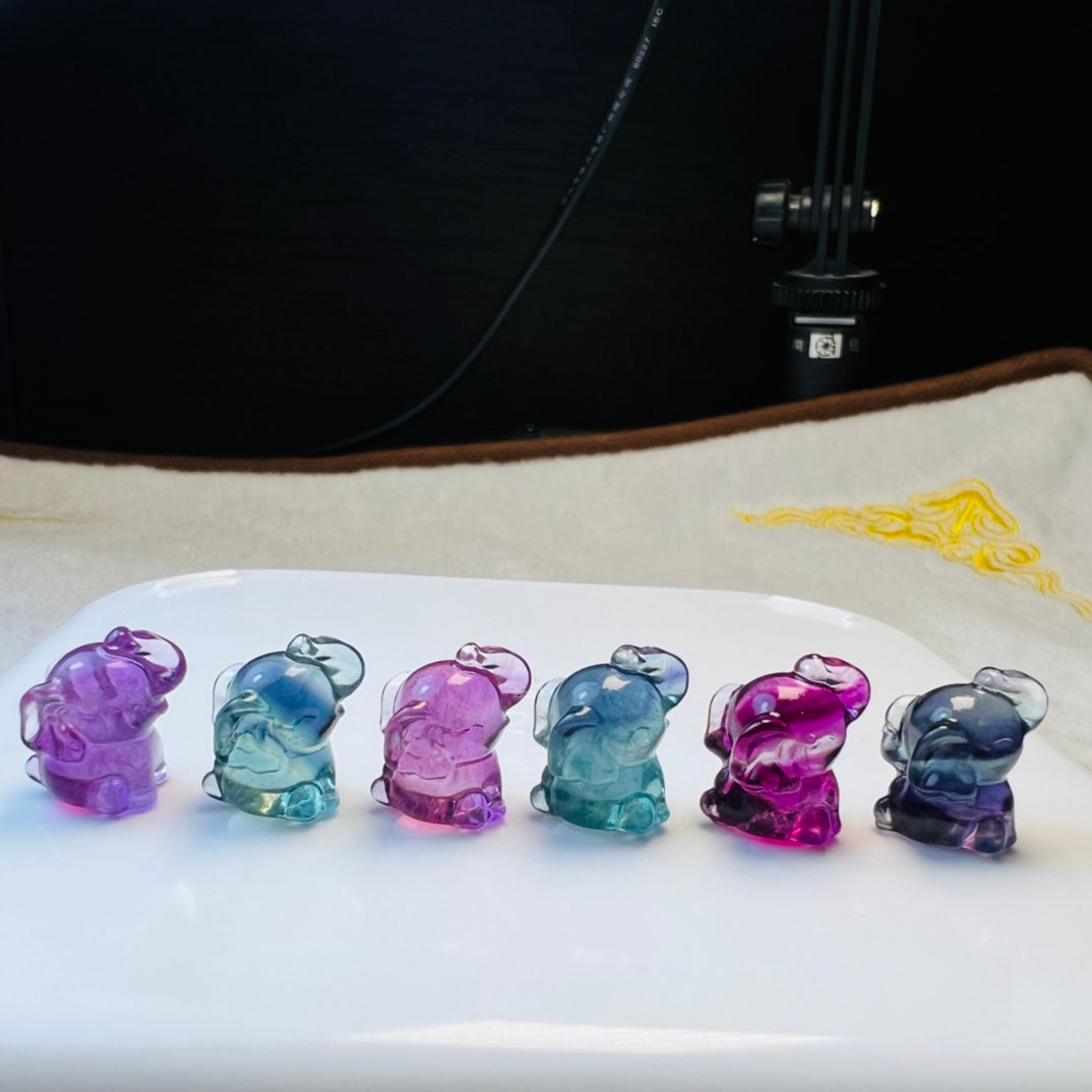 Mini Fluorite elephant Carving crystal carving