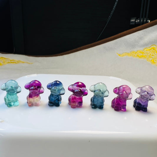 Mini Fluorite Teddy Dog Carving crystal carving