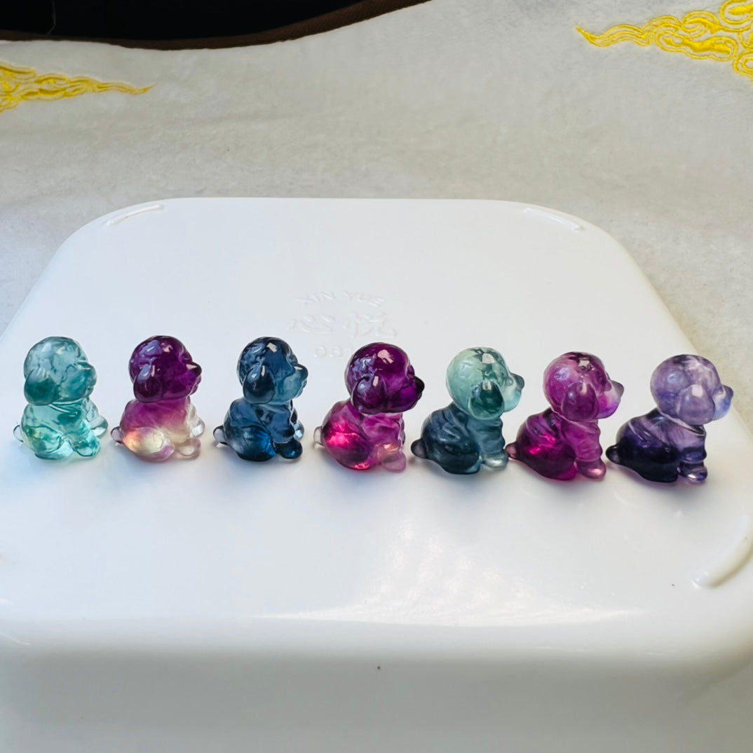 Mini Fluorite Teddy Dog Carving crystal carving