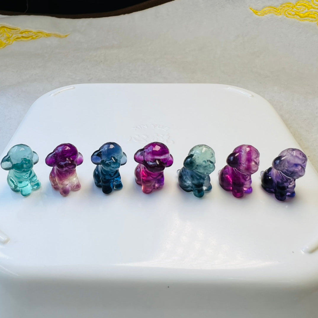 Mini Fluorite Teddy Dog Carving crystal carving