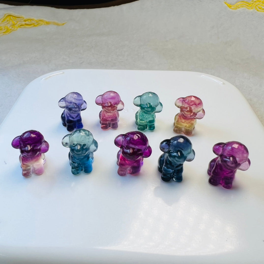 Mini Fluorite Teddy Dog Carving crystal carving