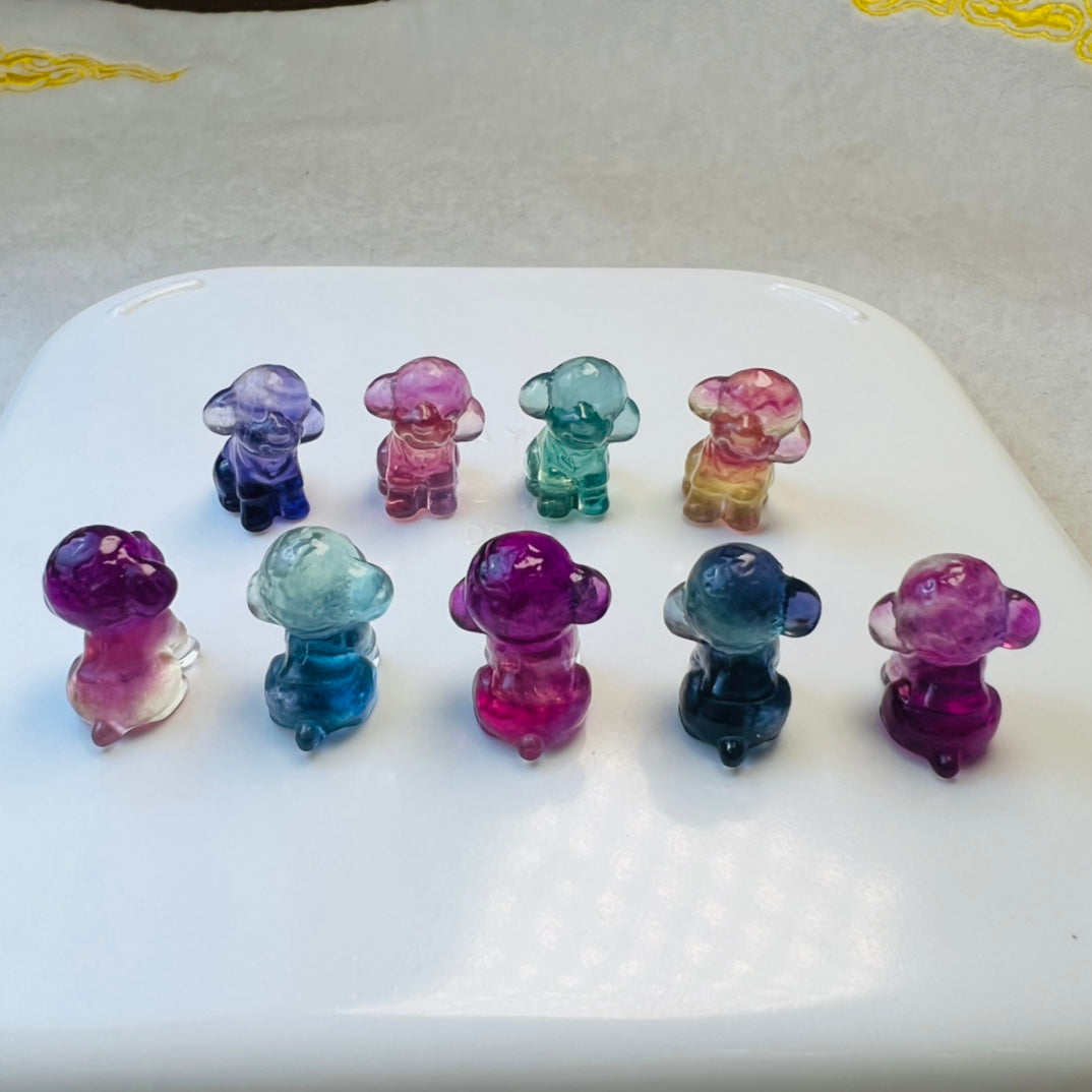 Mini Fluorite Teddy Dog Carving crystal carving