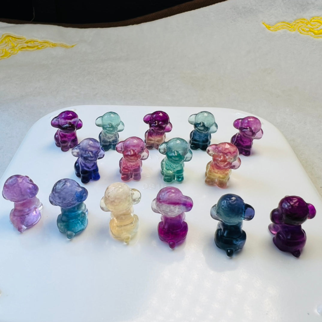 Mini Fluorite Teddy Dog Carving crystal carving