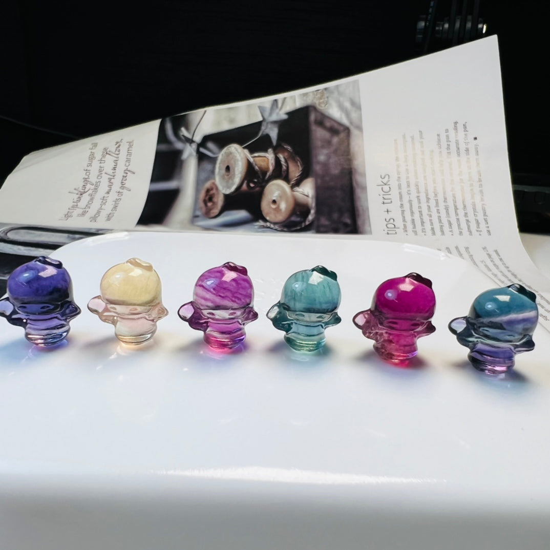 Mini Fluorite Sanrio Twin Stars Lala Carving crystal carving