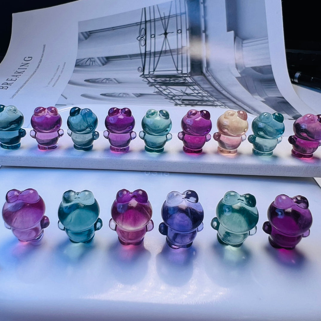 Mini Fluorite Sanrio Keroppi Carving crystal carving