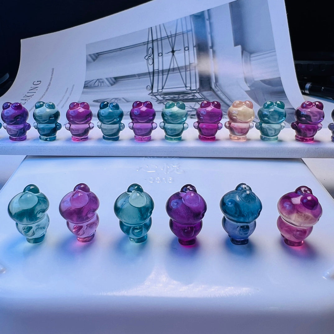 Mini Fluorite Sanrio Keroppi Carving crystal carving