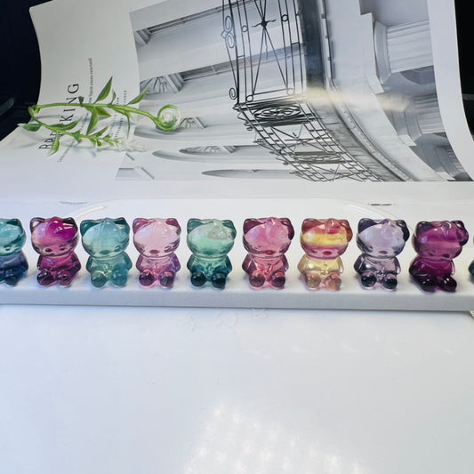 Mini Fluorite Sanrio Hello Kitty HK Carving crystal carving