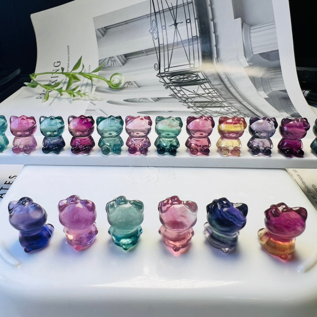 Mini Fluorite Sanrio Hello Kitty HK Carving crystal carving