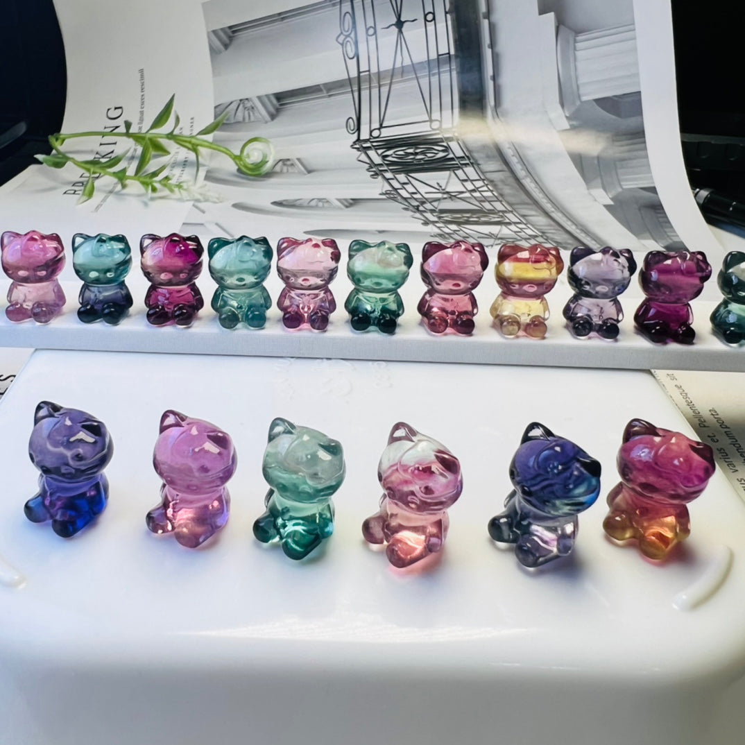 Mini Fluorite Sanrio Hello Kitty HK Carving crystal carving