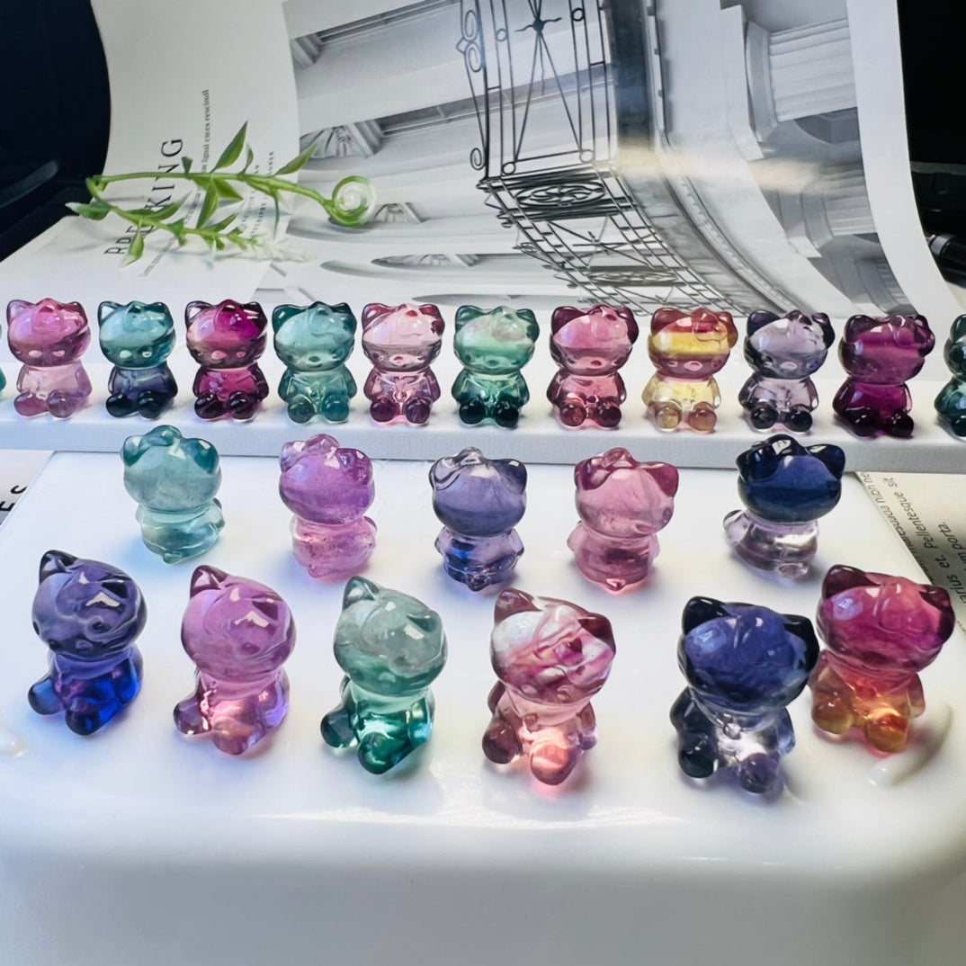 Mini Fluorite Sanrio Hello Kitty HK Carving crystal carving