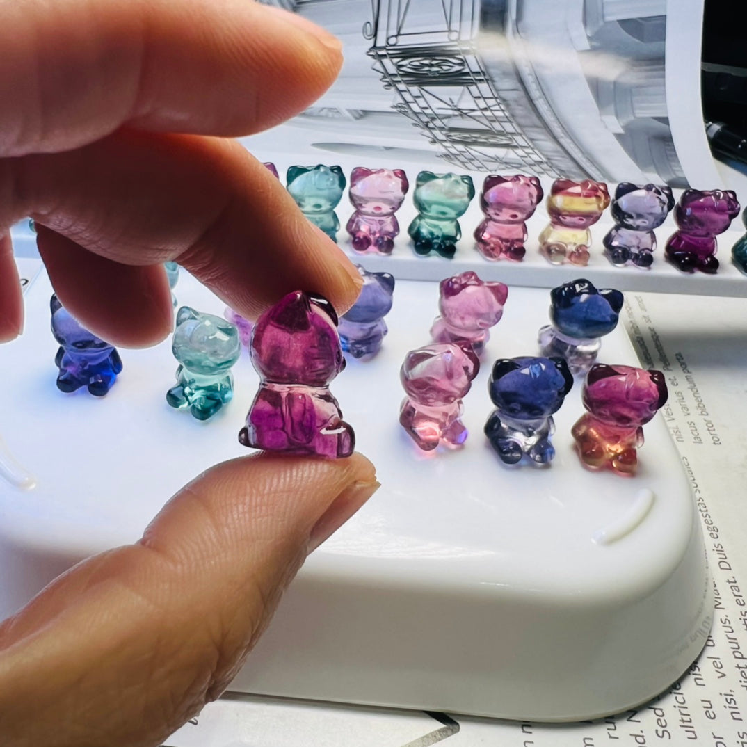 Mini Fluorite Sanrio Hello Kitty HK Carving crystal carving