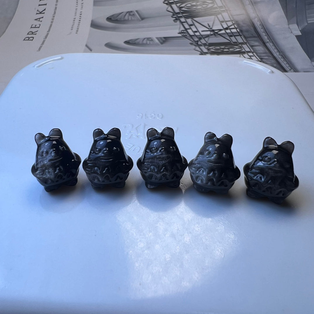 Mini Silver obsidian Totoro Carving crystal carving