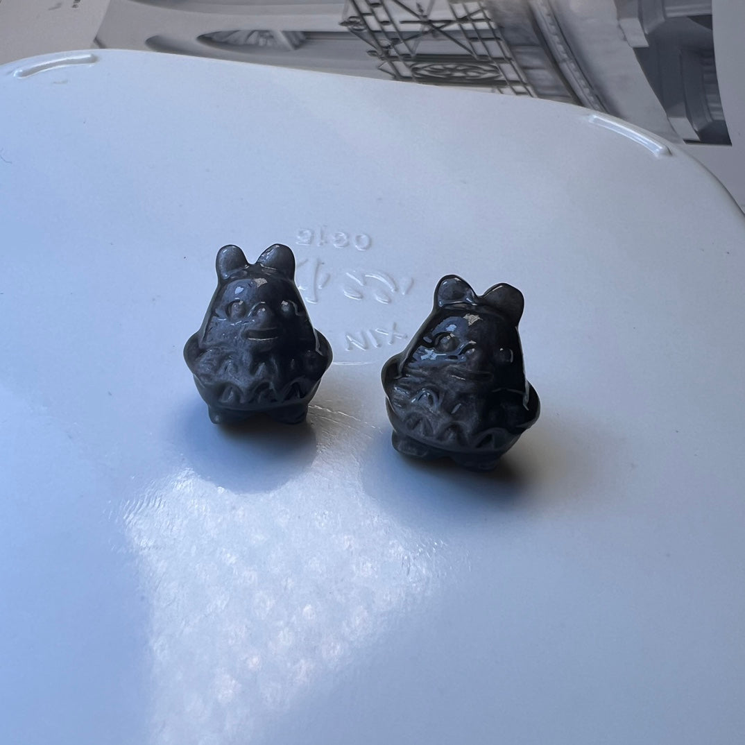 Mini Silver obsidian Totoro Carving crystal carving