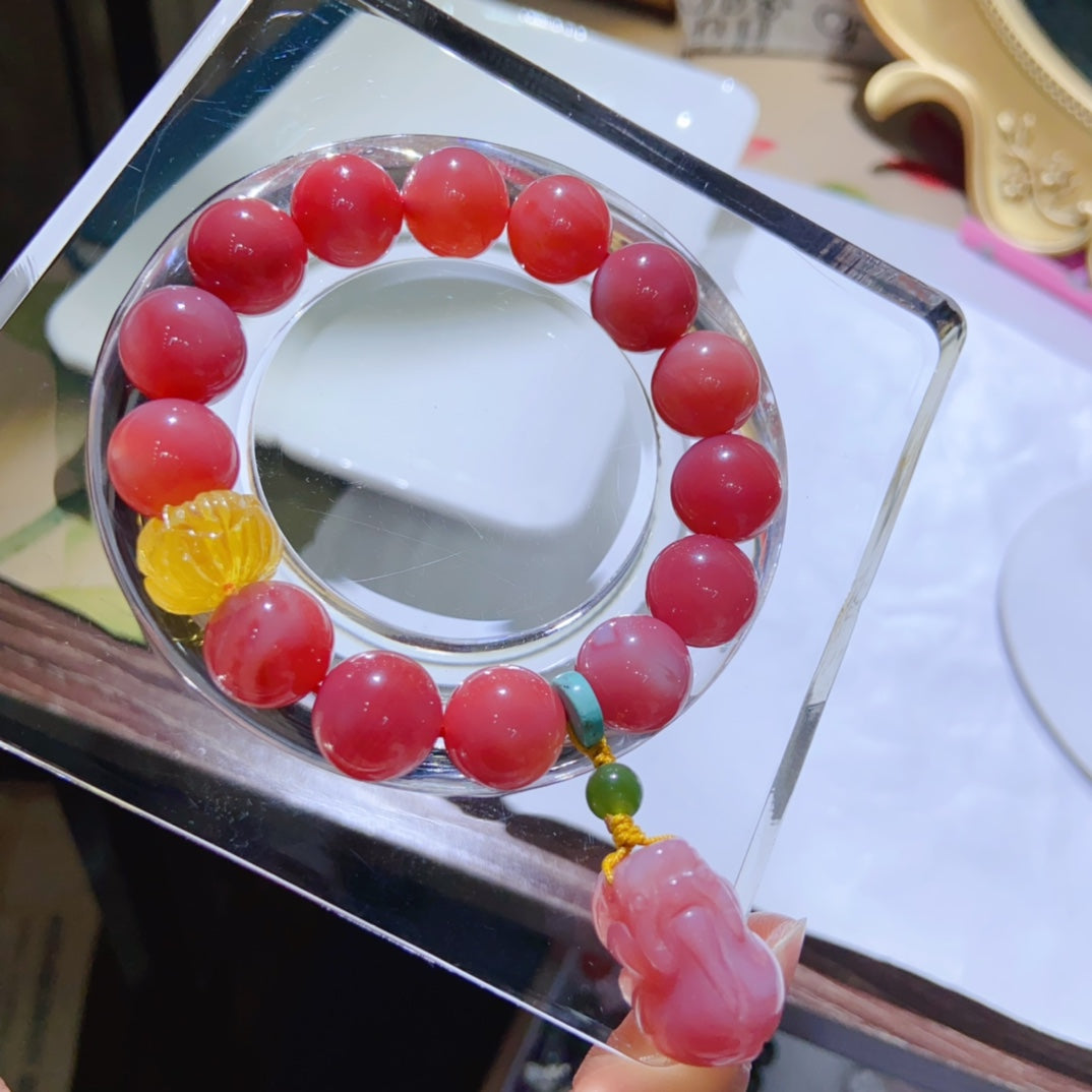 High-quality Natural Pink Agate Bracelet (Yuan Salt Source)  bracelet Original Design Bracelet