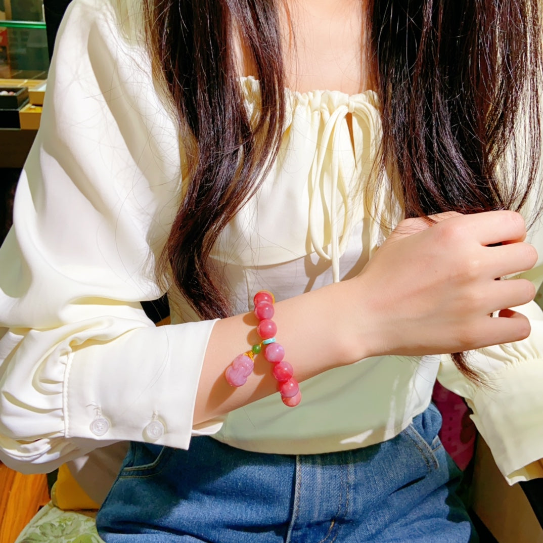 High-quality Natural Pink Agate Bracelet (Yuan Salt Source)  bracelet Original Design Bracelet