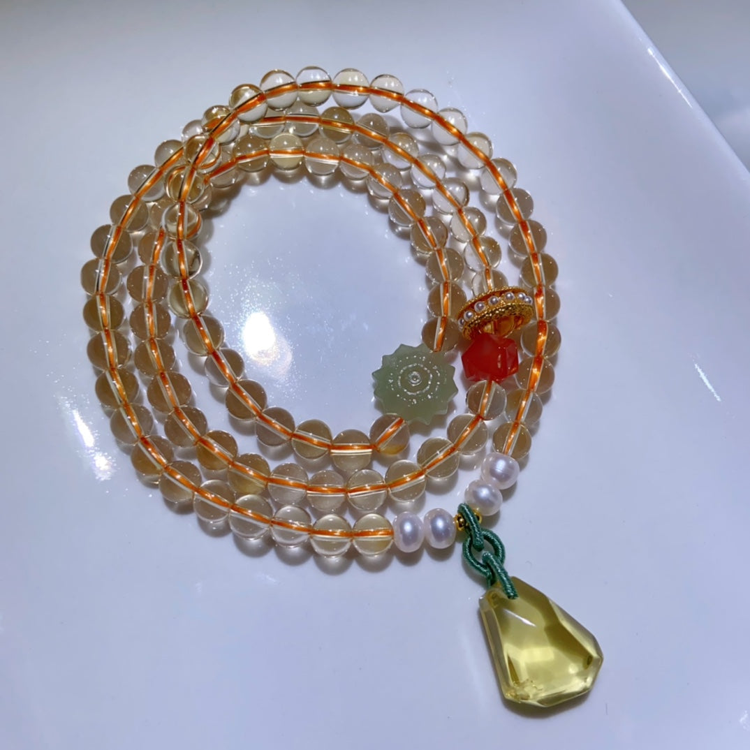 High-quality Natural Citrine Triple-Layer Bracelet Original Design Bracelet