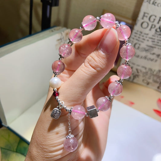 High-quality Natural Strawberry Quartz Bracelet Original Design Bracelet