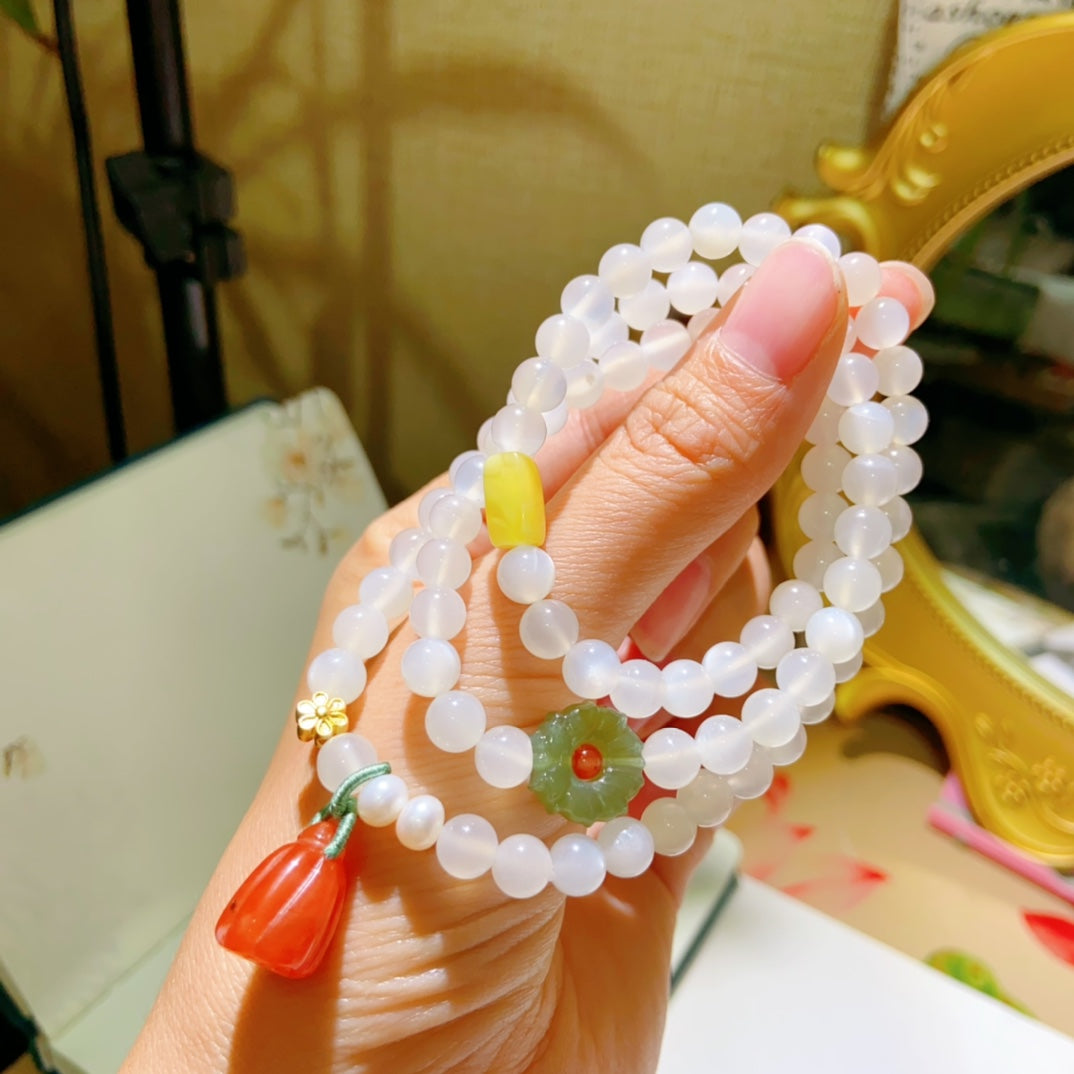 High-quality Natural Moonstone Triple-Layer Bracelet Original Design Bracelet