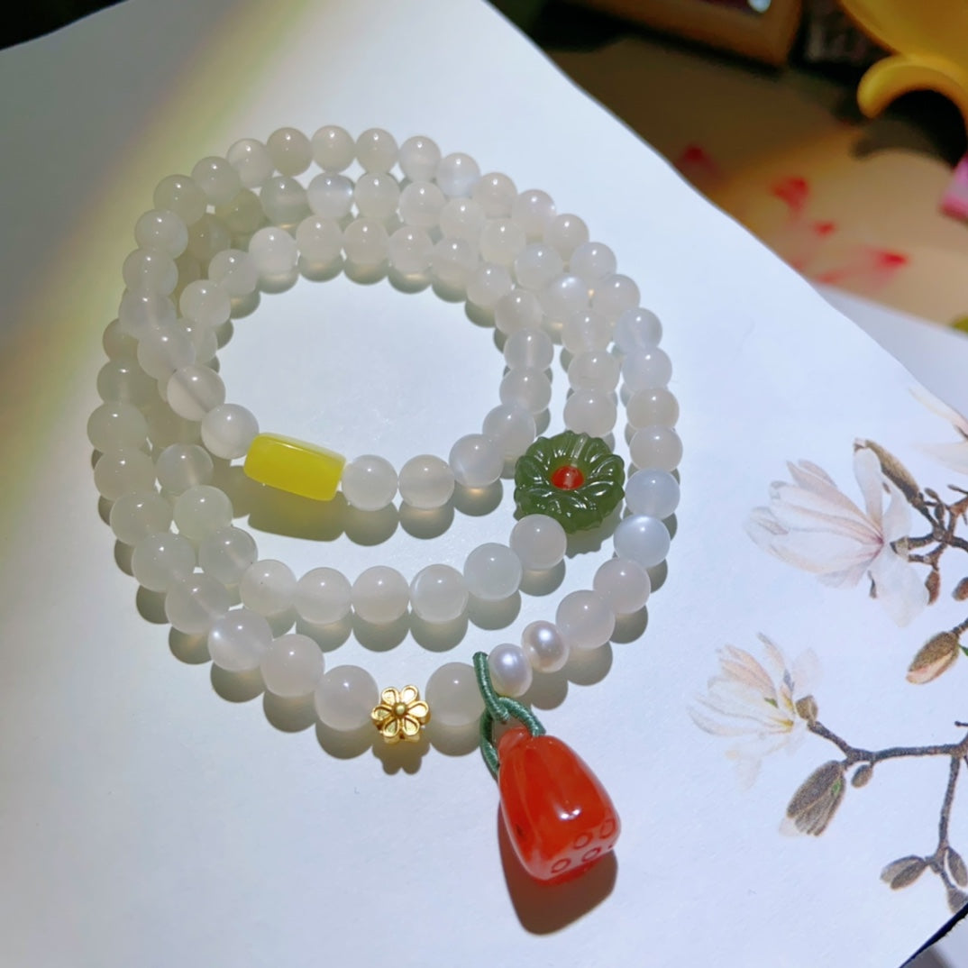 High-quality Natural Moonstone Triple-Layer Bracelet Original Design Bracelet