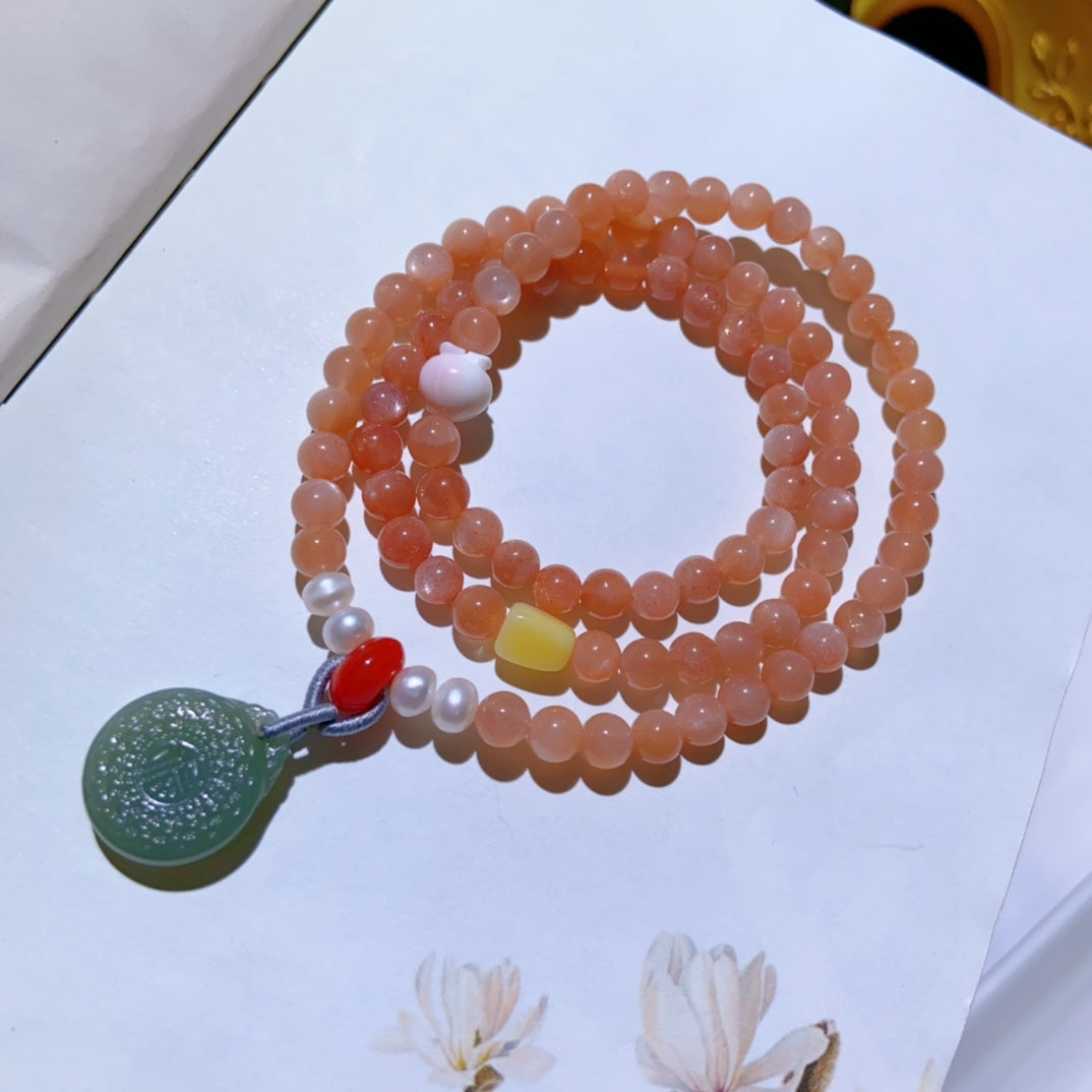 High-quality Natural sunstone Triple-Layer Bracelet Original Design Bracelet